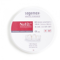 Бял циркониев диск NexxZr Plus 98 x 12mm W9812NPWT Sagemax
